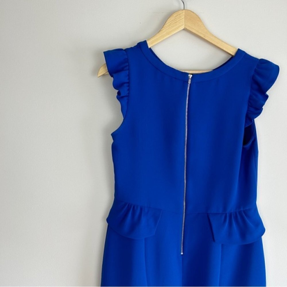 SANDRO Resonance Ruffle Sheath Blue Mini Dress - Picture 6 of 8